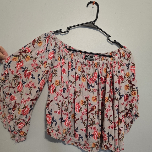 Angie Bird and Floral Off the Shoulder Blouse - Picture 2 of 4